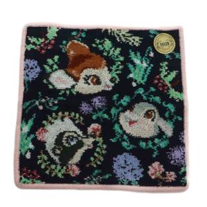 × ディズニー Disney FOREST FRIENDS バンビ タオルハンカチ 総柄 黒 /MI OS