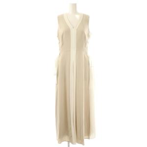 24SS サイドプリーツバイカラーワンピース 1 ベージュ オフホワイト /DO OS