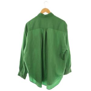 6 ROKU BEAUTY&YOUTH ナイロンシルク混シャツ 長袖 36 グリーン /DF OS