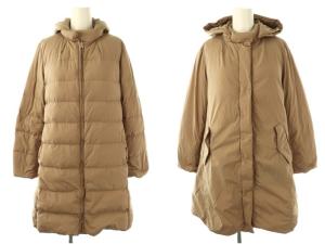 ダウンコート リバーシブル ジップアップ 38 ブラウン /HK OS