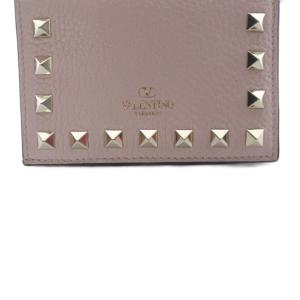 VALENTINO GARAVANI ロックスタッズ スモールウォレット 二つ折り財布 ロゴ レザー ピンク /SR