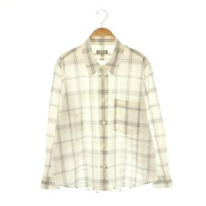 23SS チェック 長袖シャツ スタンドカラー 2 白 ホワイト /AT OS