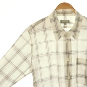 MARGARET HOWELL 23SS チェック 長袖シャツ スタンドカラー 2 白 ホワイト /AT OS