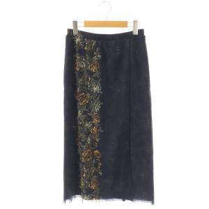 パワーネット 花柄 タイトスカート ロング 40 ネイビー マルチカラー /ES OS
