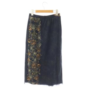 VIVIENNE TAM パワーネット 花柄 タイトスカート ロング 40 ネイビー マルチカラー /ES OS