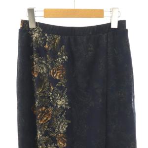 VIVIENNE TAM パワーネット 花柄 タイトスカート ロング 40 ネイビー マルチカラー /ES OS