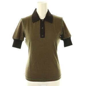 ニットポロシャツ 半袖 S カーキ /AT OS
