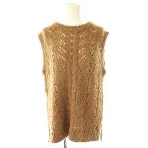 スパングルヘアリーノースリーブプルオーバー ニット セーター アルパカ混 38 ブラウンベージュ /DO