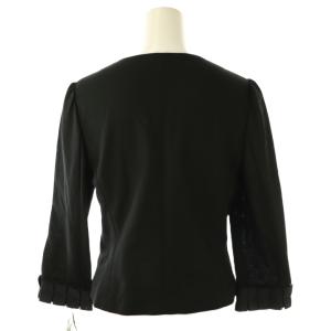 M'S GRACY ジップアップ袖フリルジャケット リネン混 38 ブラック /DO OS