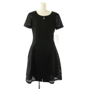 カメリアジップワンピース ひざ丈 半袖 38 ブラック /DO OS