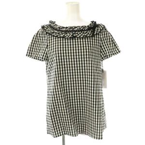ギンガムチェックフリルブラウス 38 ブラック ホワイト /DO OS