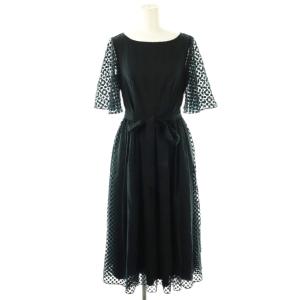 バーンアウトフラッタースリーブドレス ドットワンピース 0 ネイビー /DO OS