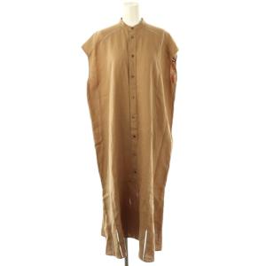 25SS リブコンビフレンチリネン フレンチスリーブワンピース F キャメルブラウン