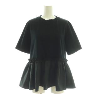 24SS ジャージコンビ ペプラムプルオーバートップス カットソー 半袖 36 黒 ブラック /AT OS