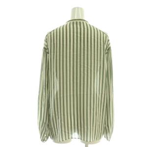TOMORROWLAND collection トラックストライプ スタンドカラーブラウス 長袖 36 アイボリー 緑 グリーン /AT OS