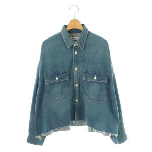 デニムクロップドシャツ カットオフ M 青 ブルー /CX OS