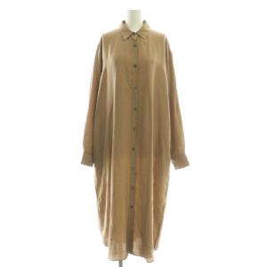 24SS Silk Shirt Dress ワンピース ミモレ ロング 長袖 F 茶 ブラウン /AT