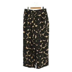 25SS 洗える Ratti フラワーアートプリント ワイド パンツ イージー 44 黒 ブラック /AT
