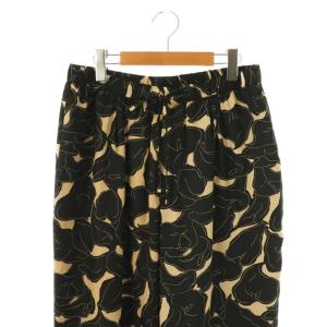 23区 25SS 洗える Ratti フラワーアートプリント ワイド パンツ イージー 44 黒 ブラック /AT