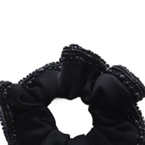 Alexandre De Paris サテンビーズシュシュ 黒 ブラック /SR40