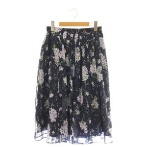 25SS MIMOSA IMPRESSION スカート プリーツ ミモレ ロング 4 紺 ネイビー /AT