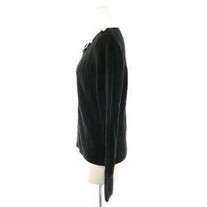 René フェイクパール リボン装飾 ジップカーディガン ニット 38 ブラック /ES OS