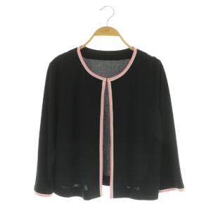 カンカン素材 カーディガン 七分袖 大きいサイズ 42 ブラック /MY OS