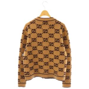 GUCCI GGウールブークレジャカードカーディガン M ブラウンベージュ ブラウン