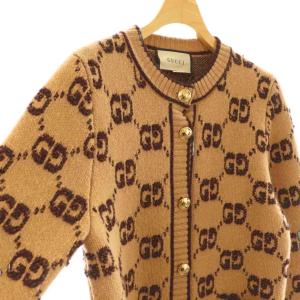 GUCCI GGウールブークレジャカードカーディガン M ブラウンベージュ ブラウン