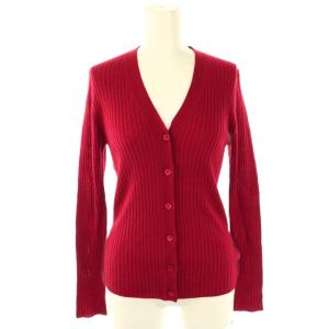 Jesi ワイドリブ Vネックカーディガン ウール シルク F 赤 /CX OS SH