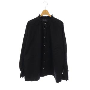 コットン 長袖ブラウス シャツ ブラック /ES OS