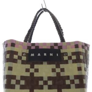 MARNI ジャージーハンドル バスケット ハンドバッグ アイボリー ピンク 茶 ブラウン /SR
