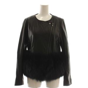 FOXファーライダースジャケット 羊革 36 黒 /CX OS