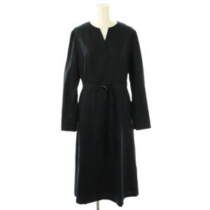 vingt-trois ベルト付き ウールワンピース 40 ネイビー /ES OS
