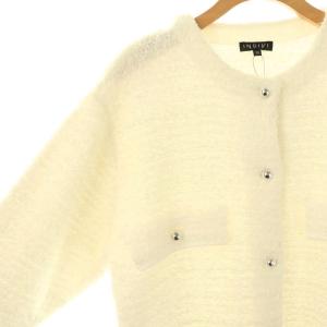 INDIVI ツイードMIXクルーカーディガン 38 白 ホワイト /AT OS