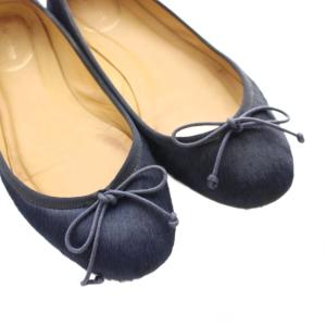 J&M DAVIDSON ハラコフラットバレエシューズ 36 紺 ネイビー /SS OS