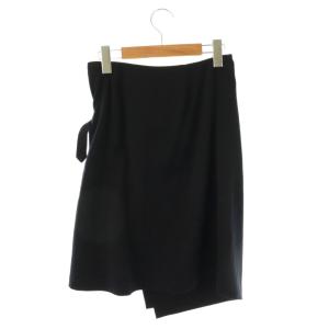 Tao ラップデザインスカート 膝丈 フレア ウール M 濃紺 /NR OS