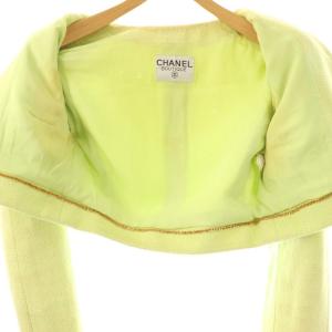 CHANEL ココマークボタンショートジャケット イエローグリーン