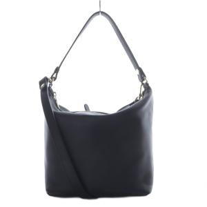 ソフトレザーシンプルショルダーバッグ ハンドバッグ ワンハンドル 2way 斜め掛け ブラック /YO4