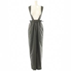 ALL IN ONE サスペンダーパンツ ストライプ ワイド 38 グレー オフホワイト /DO OS