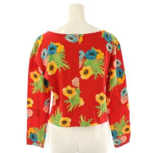 KENZO vintage エルカ期  フラワー クルーネック カーディガン 長袖 M 赤 レッド /AT OS