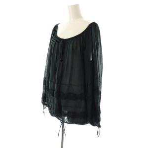 CHANEL コットンフラワーココマーク刺繍ギャザーブラウス 38 ブラック 07P P30789V21152