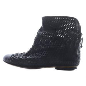 パンチングレザー レースアップ ショートブーツ 38C 黒 ブラック /SR44