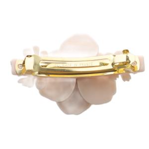 Alexandre De Paris フラワーモチーフ バレッタ ロゴ ピンクベージュ /SR37