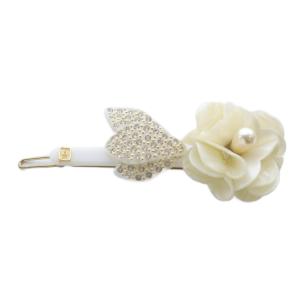 フラワーモチーフ ラインストーン ヘアピン 白 ホワイト アイボリー /SR8