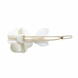 Alexandre De Paris フラワーモチーフ ラインストーン ヘアピン 白 ホワイト アイボリー /SR8