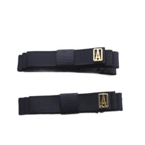 リボン ヘアクリップ セット ロゴ 黒 ブラック /SR23