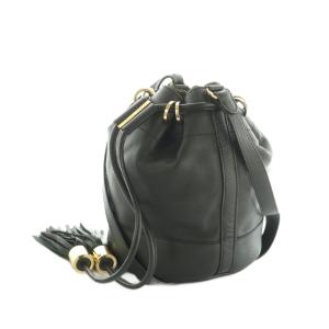 SEE BY CHLOE 巾着ショルダーバッグ バケットバッグ レザー タッセル 黒 /MI OS