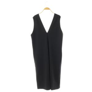 Theory SETTLE LT V NECK OP ジャンパースカート ワンピース ロング S ブラック /HK OS
