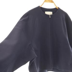 TOMORROWLAND ライトウエイトリバー ノーカラーブルゾン ジャケット 36 ネイビー /HK OS